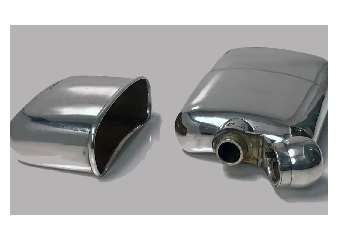 English Sterling Silver Flask, London 1914, Sampson Mordan Co.