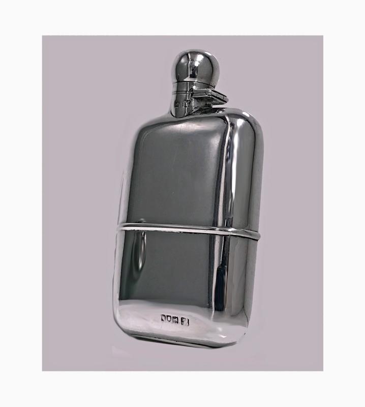 English Sterling Silver Flask, London 1914, Sampson Mordan Co.