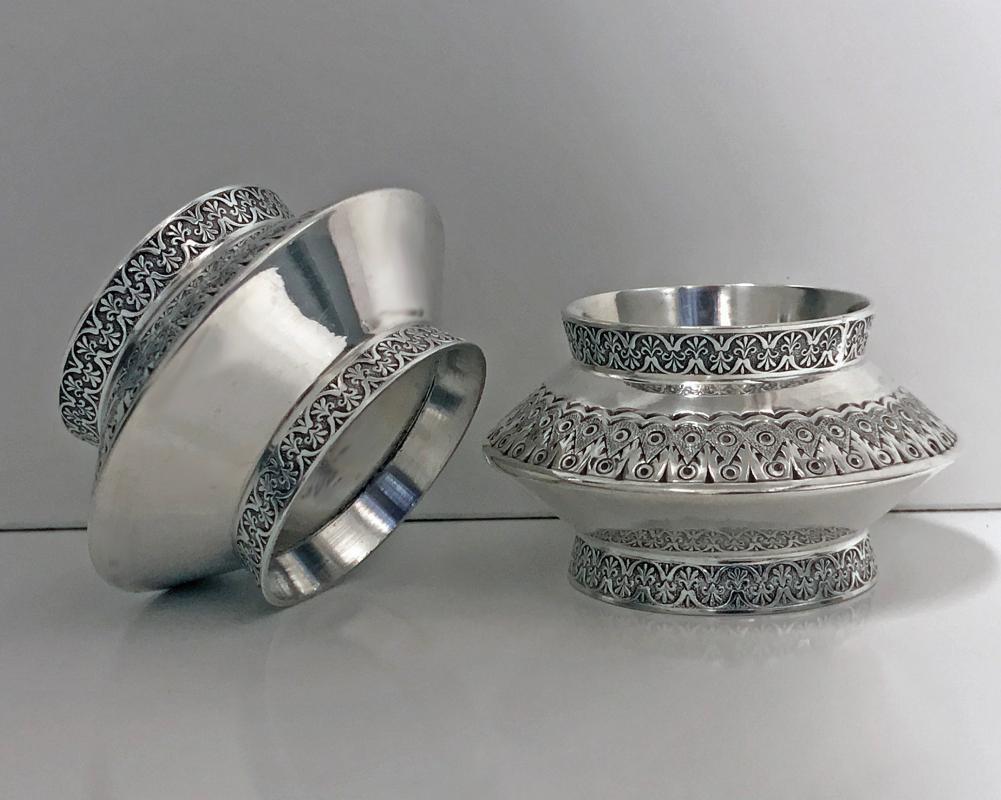 Pair of Antique Silver `Moorish’ design Salts, London 1890 Finlay & Taylor