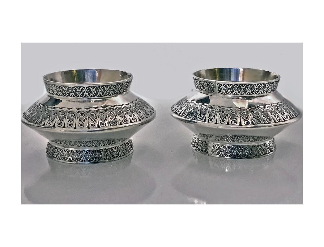 Pair of Antique Silver `Moorish’ design Salts, London 1890 Finlay & Taylor
