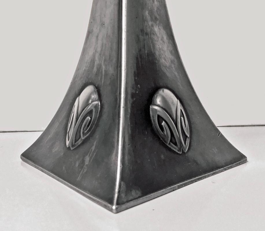 Pair of WMF Art Nouveau Pewter Candlesticks, Albin Muller, Germany C.1906