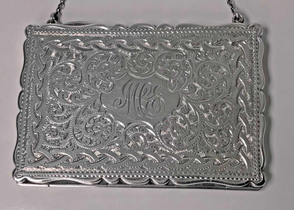 Antique Silver Card Case in form of a purse, Birmingham 1910, Adie and Lovekin