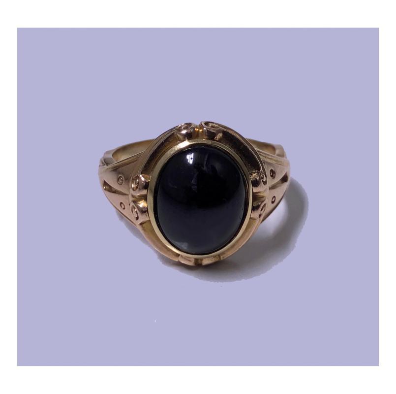 Antique 19th century 14K rose Gold carbuncle Ring, C.1880