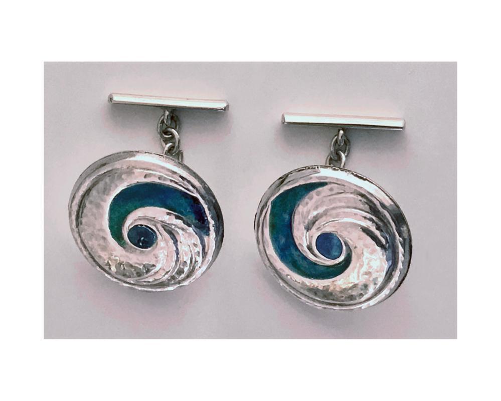 Liberty & Co Archibald Knox designed Enamel Cufflinks, Birmingham 1902-4.