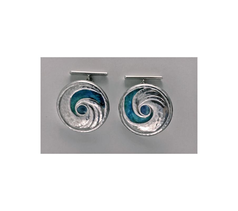 Liberty & Co Archibald Knox designed Enamel Cufflinks, Birmingham 1902-4.