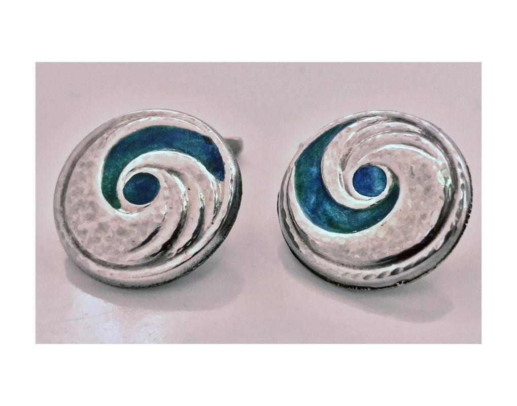Liberty & Co Archibald Knox designed Enamel Cufflinks, Birmingham 1902-4.