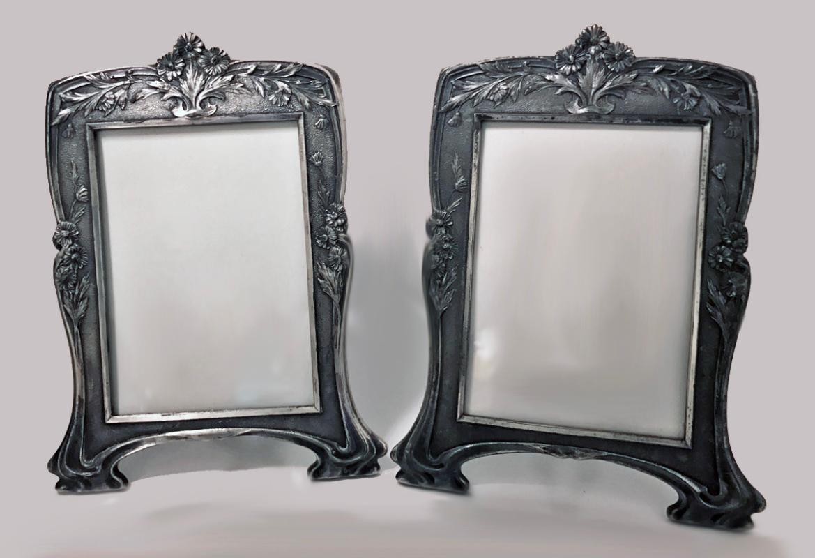 Pair Christofle Art Nouveau Pair of Photograph Frames, C.1900