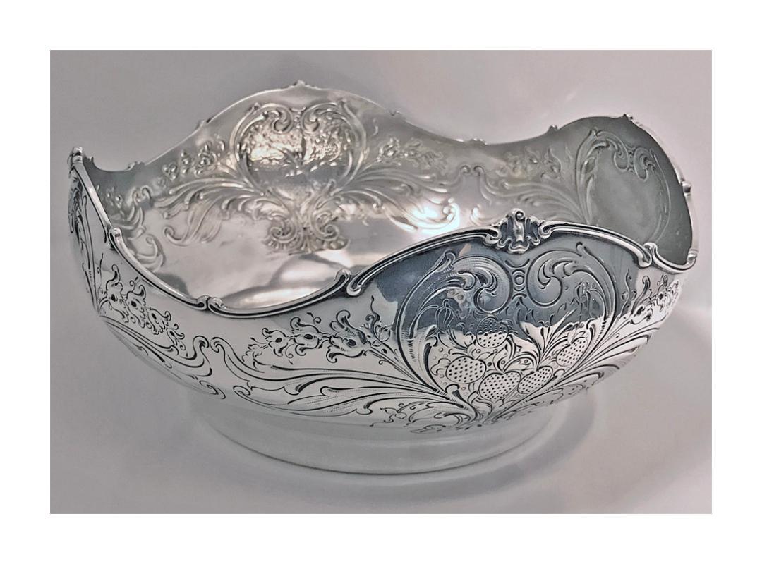 Shiebler Sterling large Strawberry Bowl, New York, late 19th century.