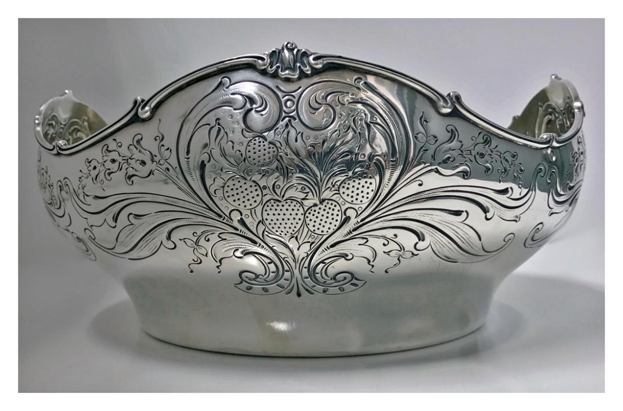 Shiebler Sterling large Strawberry Bowl, New York, late 19th century.