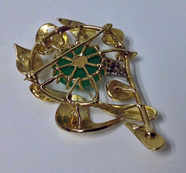 Jade Diamond 18K Brooch