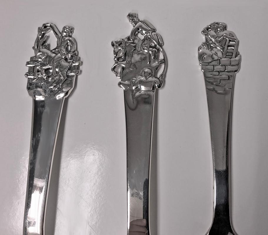 'H.C. Andersen' Danish Silver Fairy Tale Childs Set, Horsens Denmark C.1935
