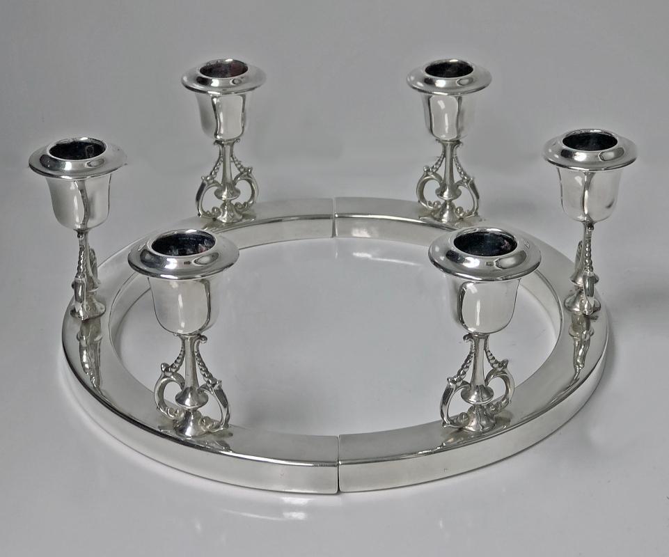 Art Deco American Sterling Candelabra Candlesticks, A. Wagner C.1925