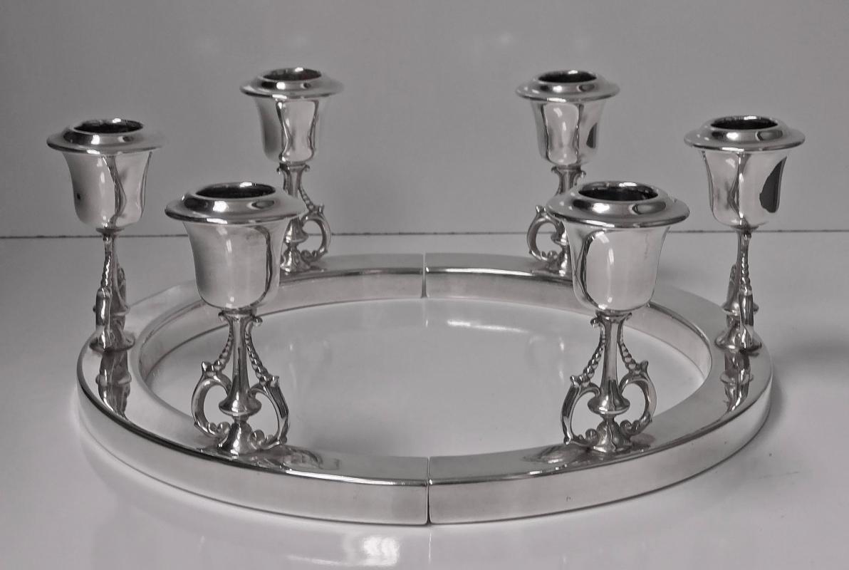 Art Deco American Sterling Candelabra Candlesticks, A. Wagner C.1925