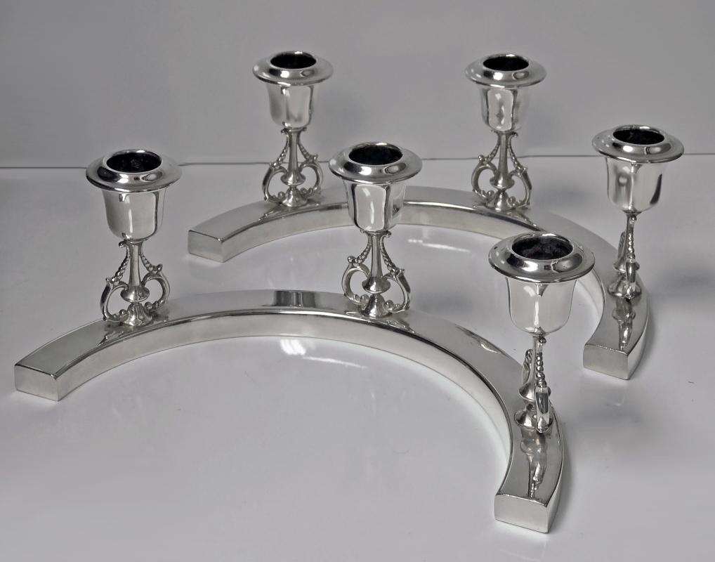 Art Deco American Sterling Candelabra Candlesticks, A. Wagner C.1925