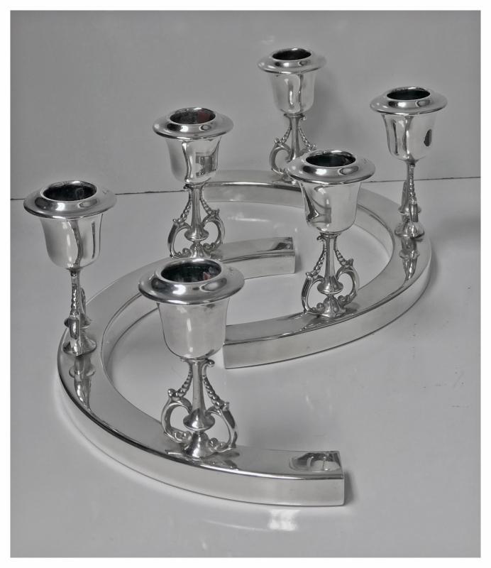 Art Deco American Sterling Candelabra Candlesticks, A. Wagner C.1925