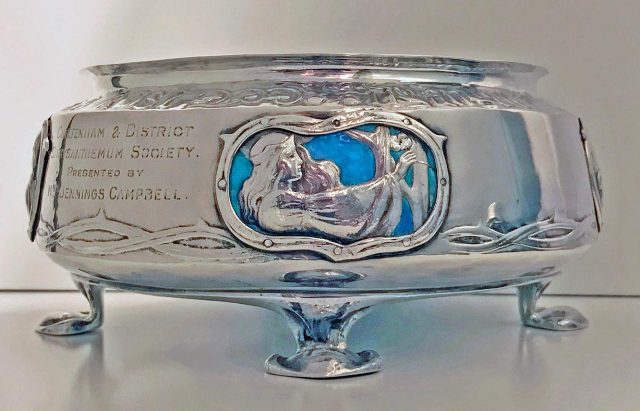 Rare Liberty Silver Enamel Bowl 1902