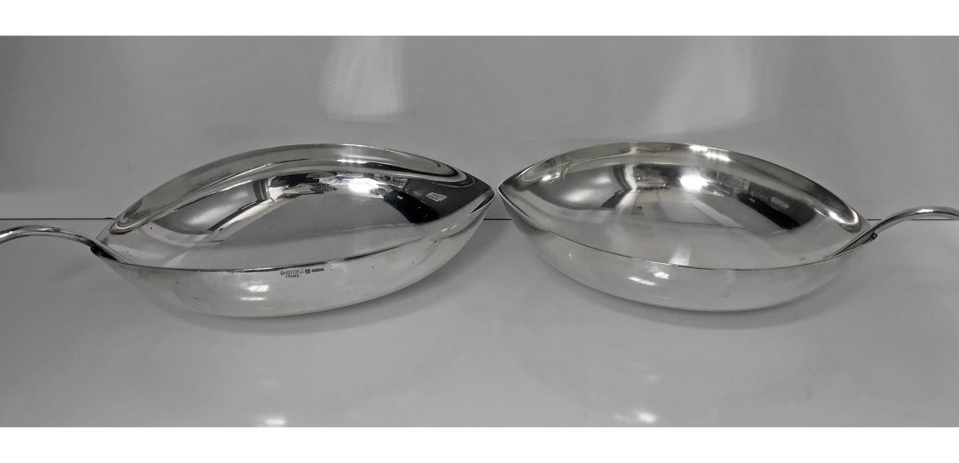 Pair of Christofle silvered metal bowls designed by Tapio Wirkkala (1915-1985) for Christofle