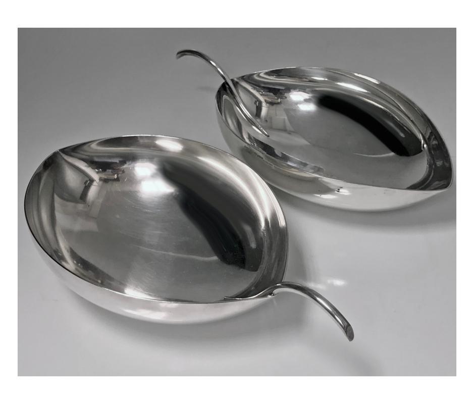 Pair of Christofle silvered metal bowls designed by Tapio Wirkkala (1915-1985) for Christofle