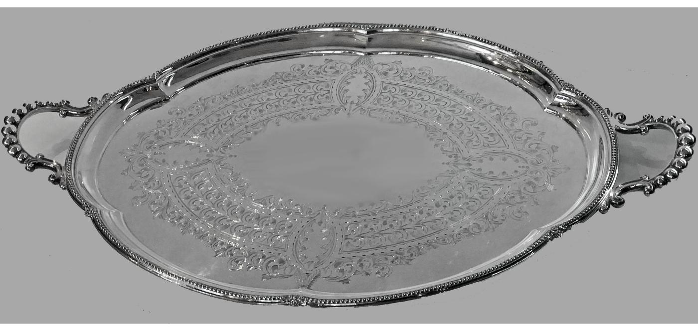 Antique Silver Plate Large Tray, Walker and Hall C.1890