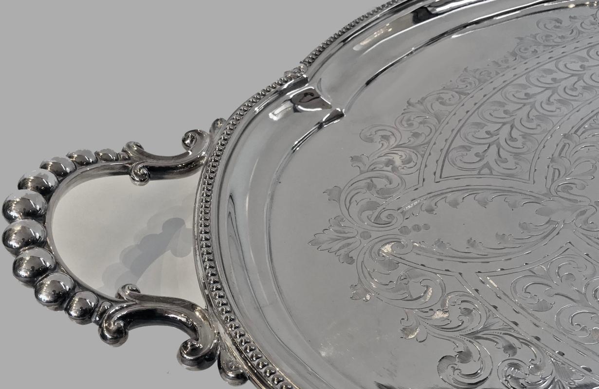 Antique Silver Plate Large Tray, Walker and Hall C.1890