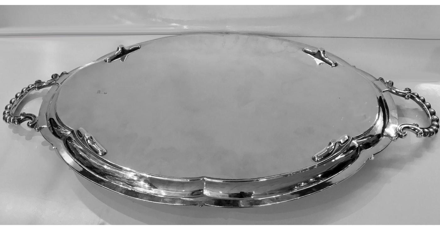 Antique Silver Plate Large Tray, Walker and Hall C.1890
