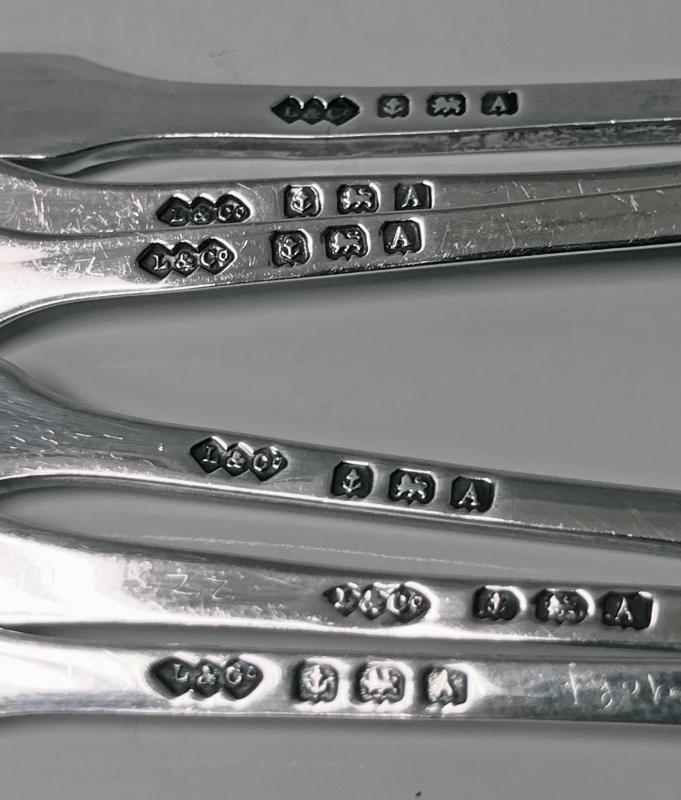 Liberty & Co Enamel Silver Spoons, Birmingham 1925, fitted box