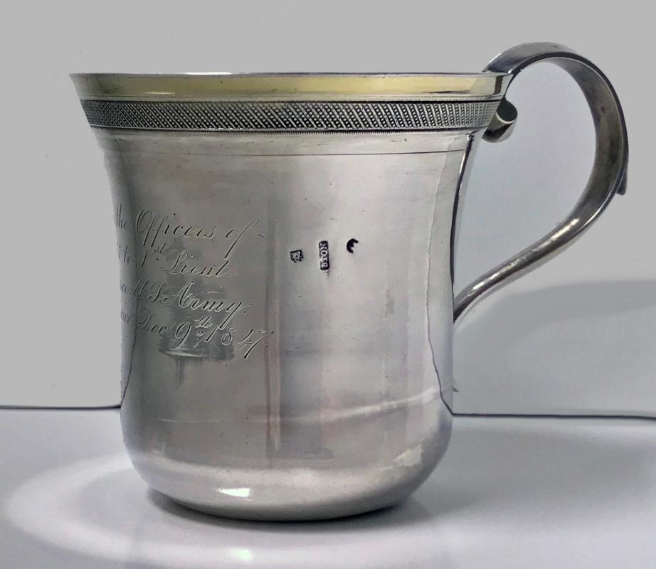 Regimental Spanish Colonial Silver Mexican 19th century Mug, C.1847.