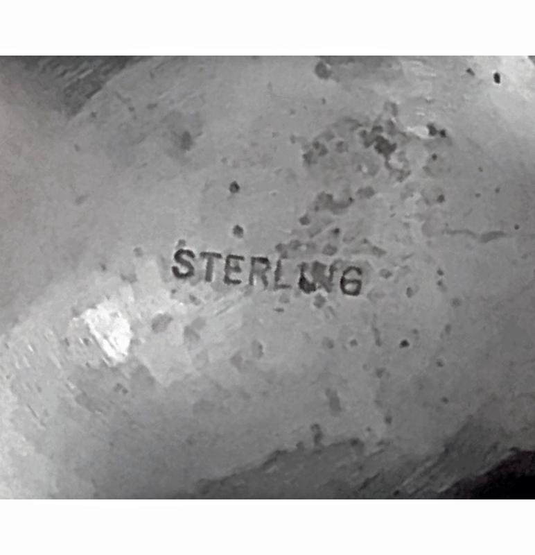 1970’s Sterling Silver Goblet inset with agates, florentine bark texture.