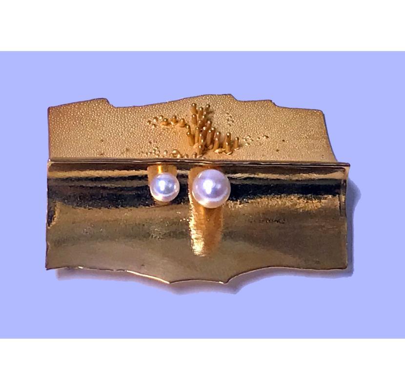 Walter Schluep 18K abstract Brooch Pin, C.1970.