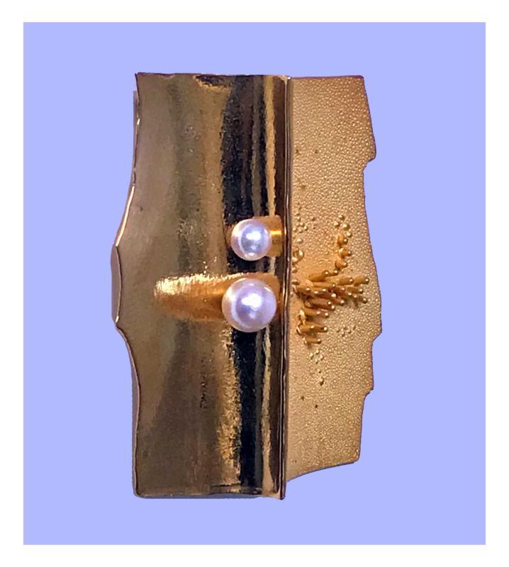 Walter Schluep 18K abstract Brooch Pin, C.1970.
