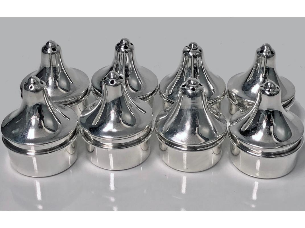 Four pairs of Carl Poul Petersen Sterling Silver Salt and Pepper Casters C.1950