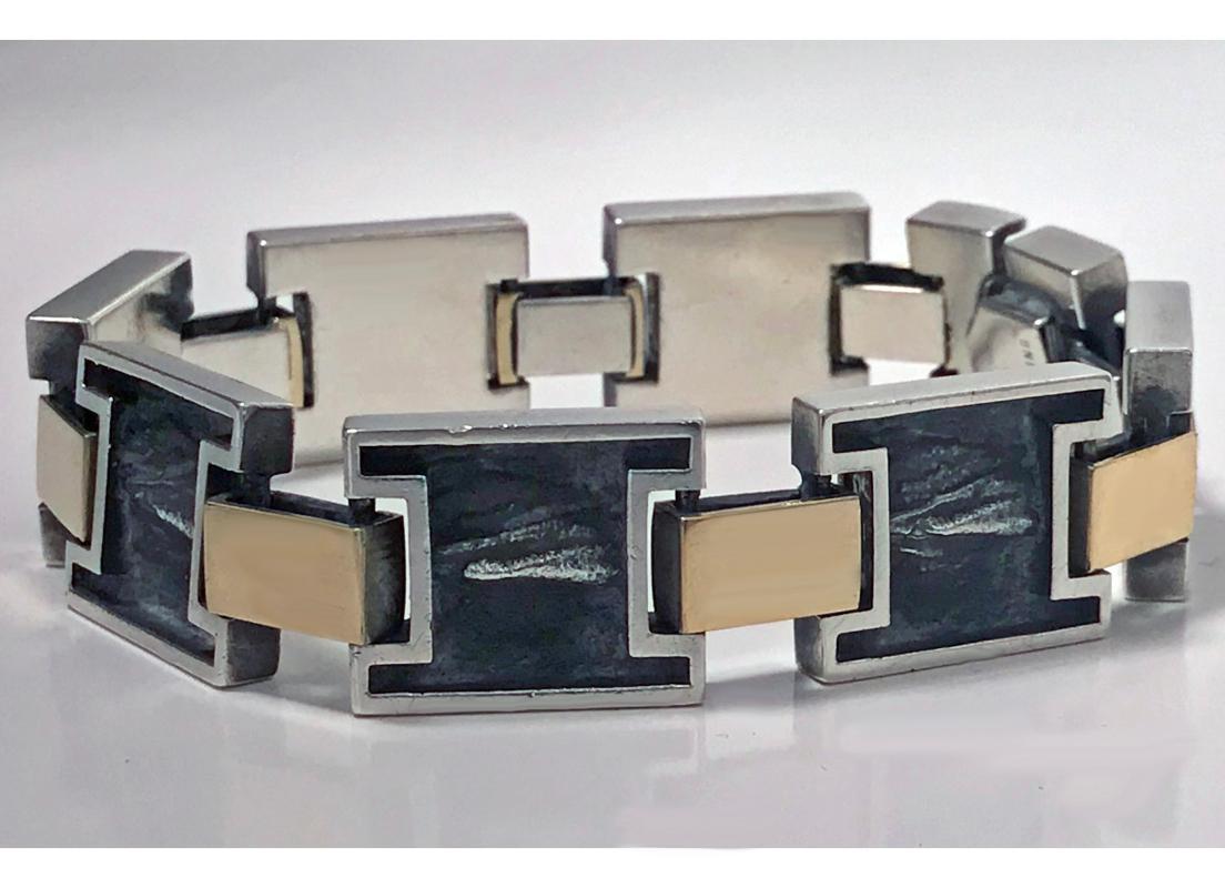 1960’s Modernist 18K and Sterling handmade Bracelet