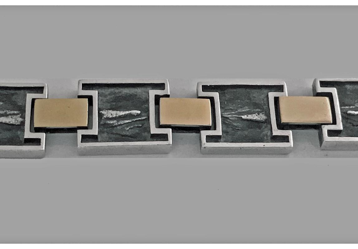 1960’s Modernist 18K and Sterling handmade Bracelet