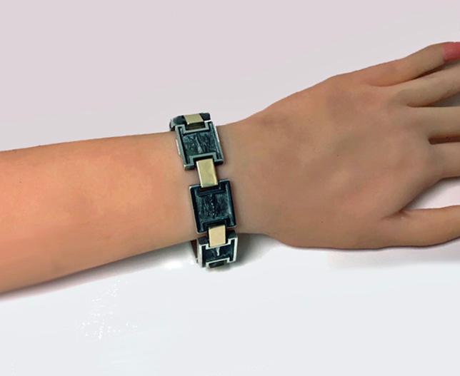 1960’s Modernist 18K and Sterling handmade Bracelet