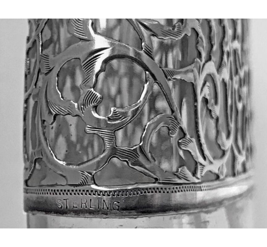 Sterling Overlay Hip Flask, American, C.1900