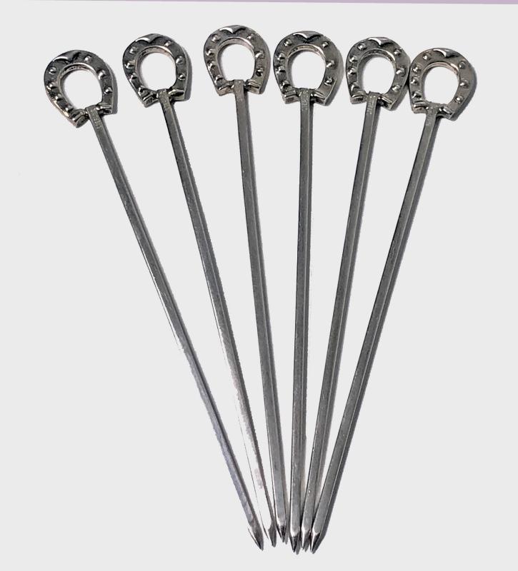 Mid century Sterling Silver Horseshoe Cocktail Sticks Bar Set