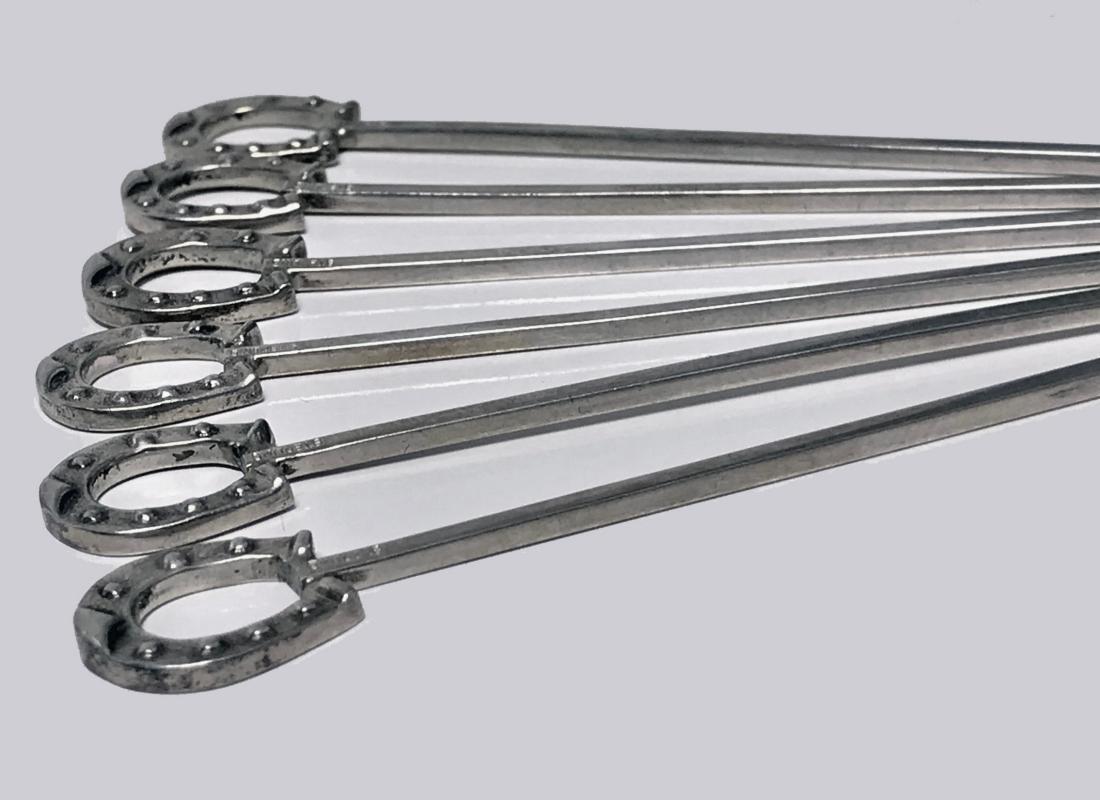 Mid century Sterling Silver Horseshoe Cocktail Sticks Bar Set