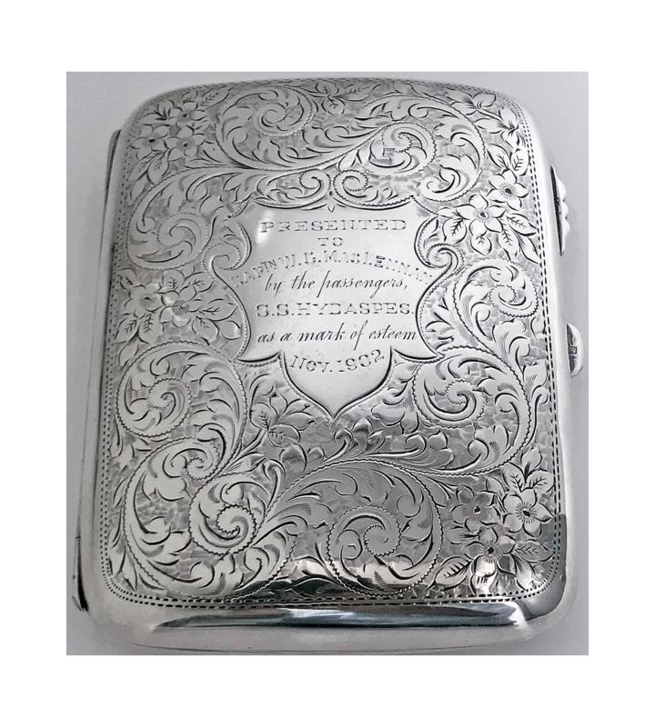 Antique Sterling Silver Cigarette Cigar Case Birmingham 1901 Samuel Levi