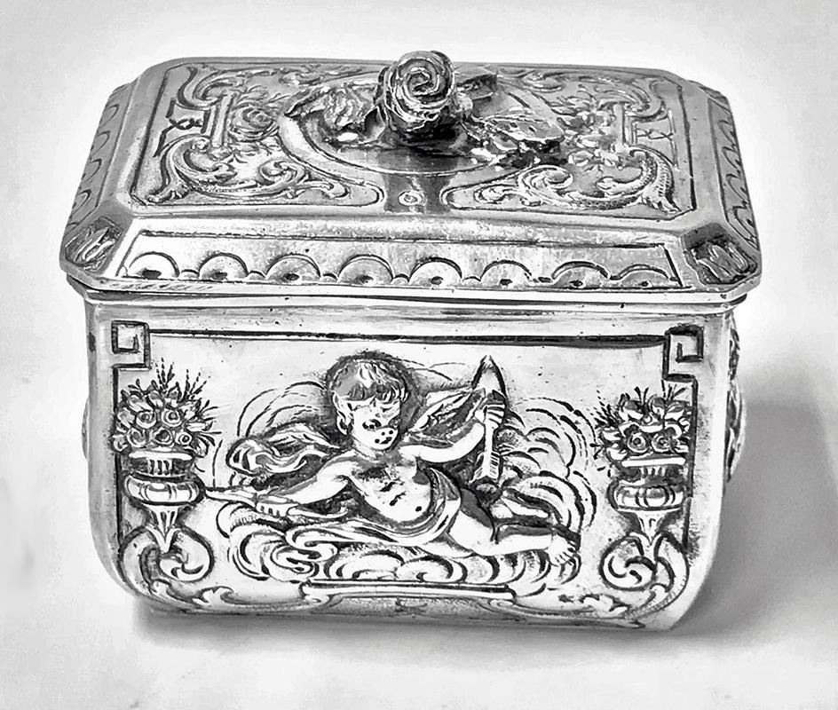 Antique Silver small casket Box, Germany C.1900.