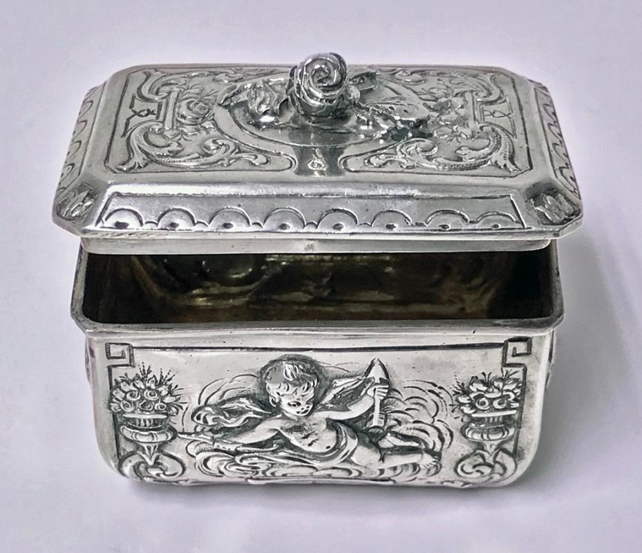 Antique Silver small casket Box, Germany C.1900.