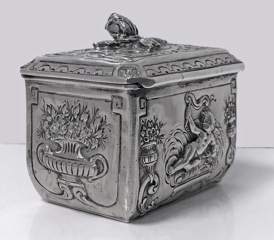 Antique Silver small casket Box, Germany C.1900.
