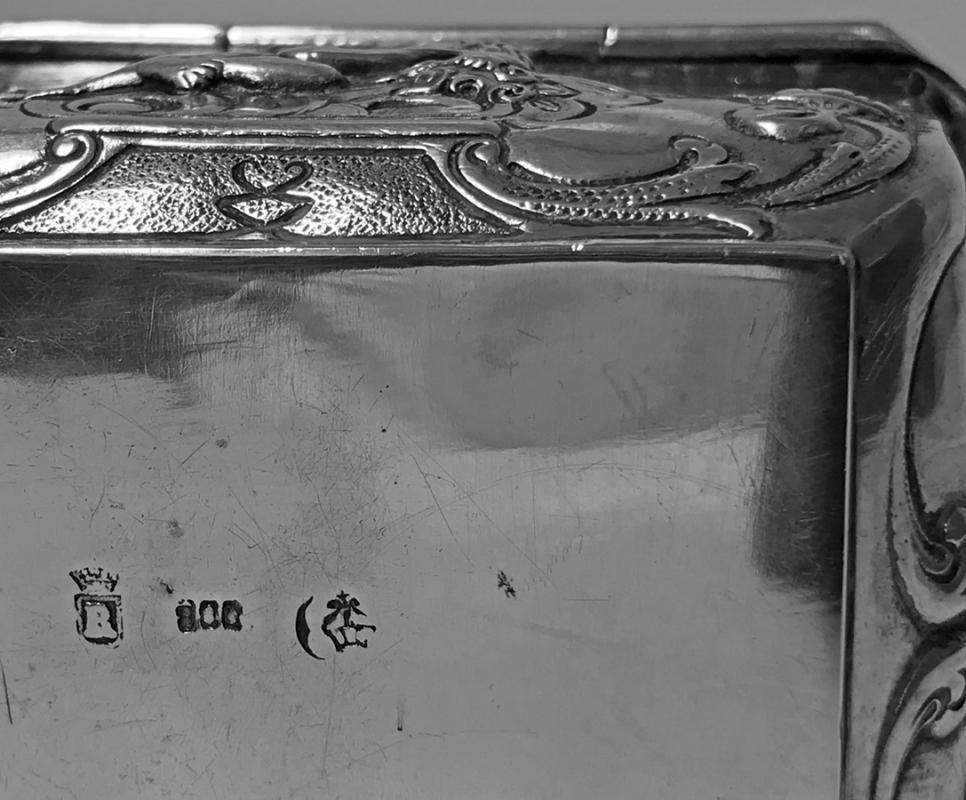 Antique Silver small casket Box, Germany C.1900.