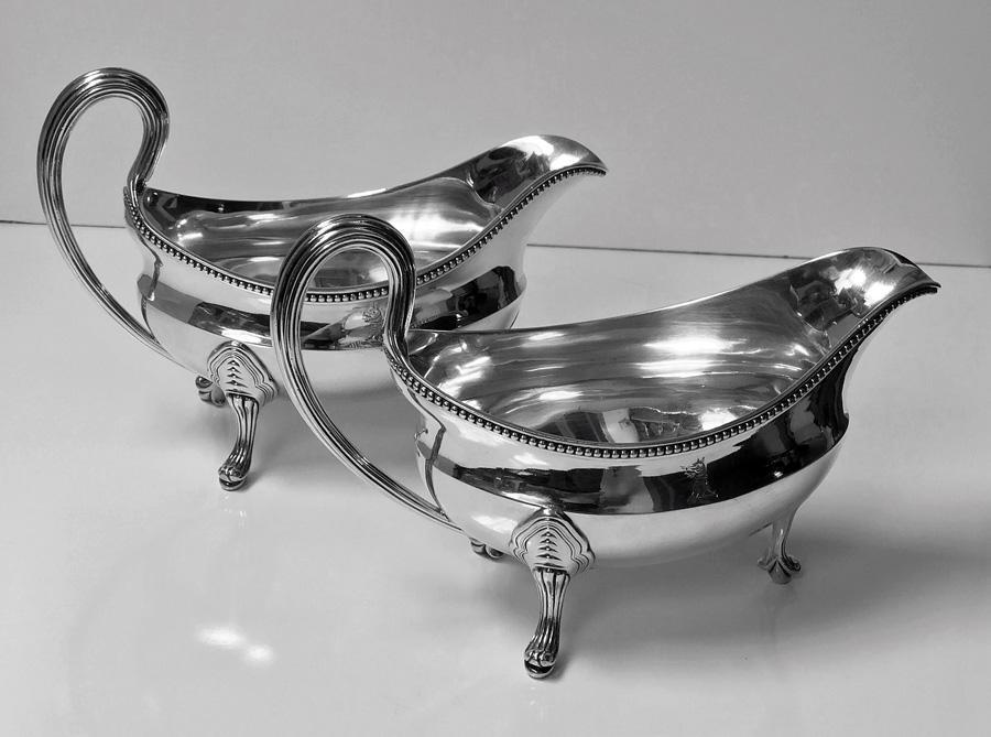 Georgian Silver Sauceboats, London 1793, John Wakelin and Robert Garrard