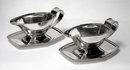 Pair Art Deco English Silver Sauceboats and stands, 1937 by S&W