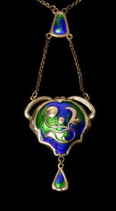 Charles Horner Arts and Crafts Enamel Pendant Necklace.