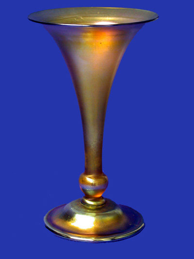 Tiffany Favrile Trumpet Vase. Signed 6768 H L.C. Tiffany Favrile