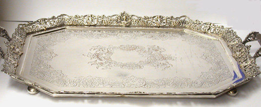 Barker Ellis Silver Plate and rosewood handled Tray, England C.1920.