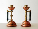 Christopher Dresser mixed metal Candlesticks, Benham & Froud,C.1880