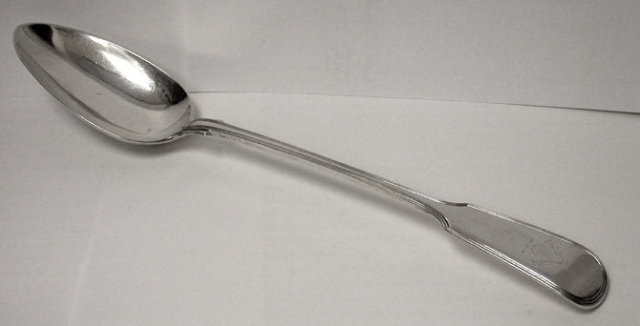 Silver Fiddle Thread Serving Spoon, London 1840 J & A Savory