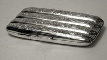 English Silver Cigar Case, Birmingham 1918 by J. Gloster Ltd.